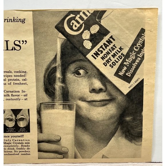 Carnation Instant Nonfat Dry Milk Vintage Print Ad 1956 Magic Crystals - Picture 4 of 6